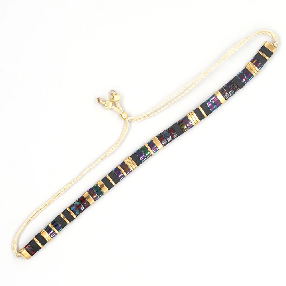 Beaded Bracelet Boho Style Handmade Woven Adjustable Thread for Women Yoga Jewelry Ladies Accessories Birthday Gifts Party New