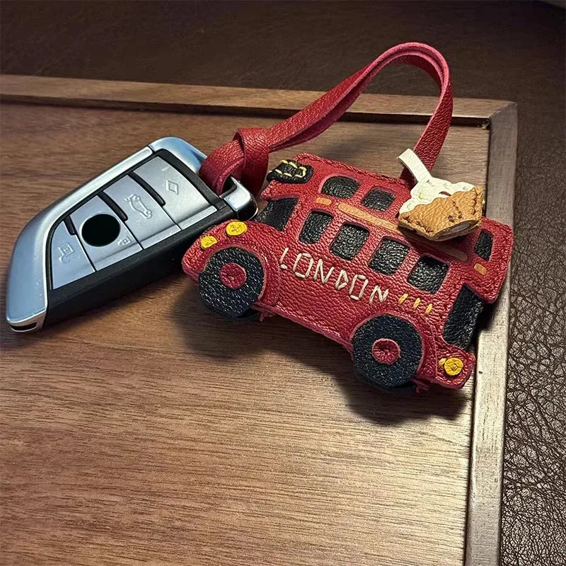 Luxury Design Genuine Leather Handmade Pendant Bag Accessories Cute Car Hangings Keychain Bag Charms Cute Animal Bag Decorations