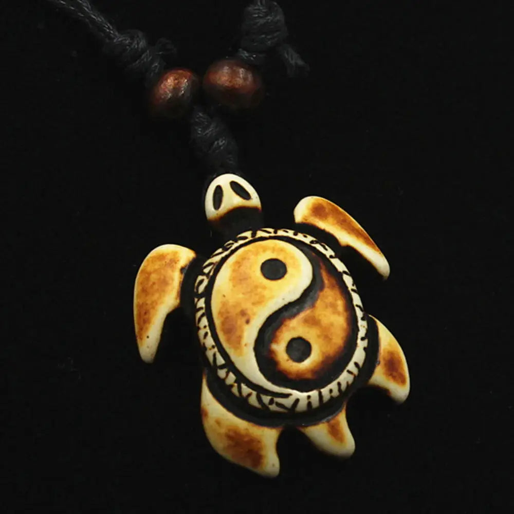 Turtle Necklace for Women Men Yak Bone Tortoise Hawaii Tribal Surfer Necklace Sea Turtles Pendants Necklaces