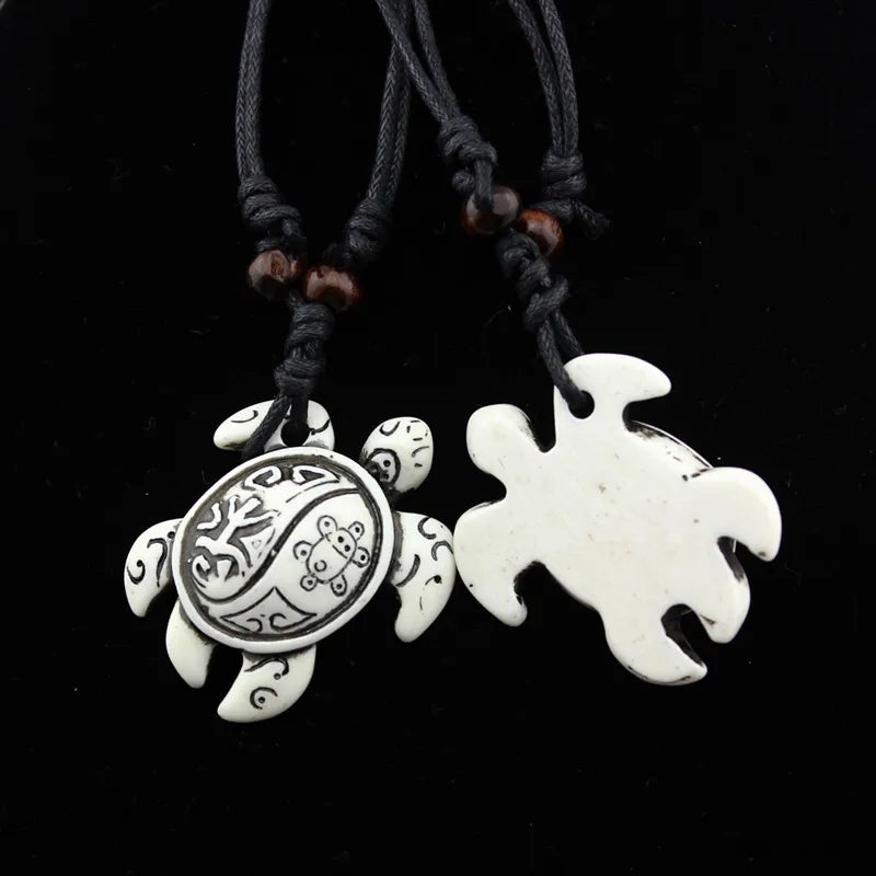 Turtle Necklace for Women Men Yak Bone Tortoise Hawaii Tribal Surfer Necklace Sea Turtles Pendants Necklaces