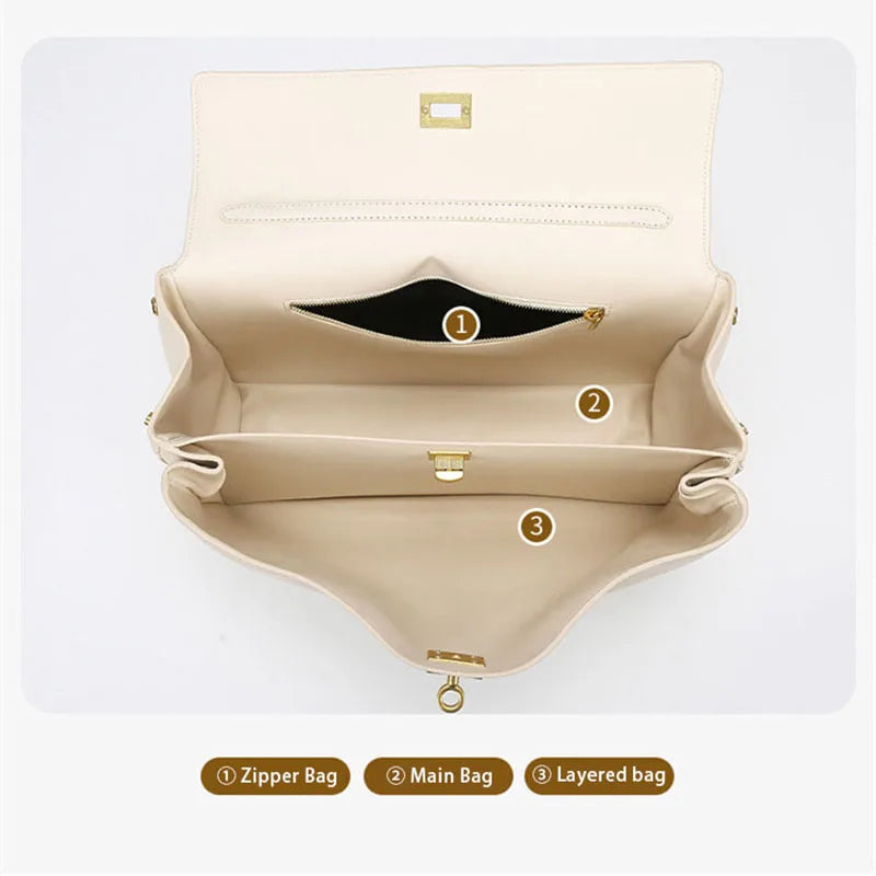 Fashionable Women's Bags, Textured Shoulder Bags, Large-Capacity Tote Bags, High-End Commuter Bags, Water-Repellent Crossbody Bags, Solid Color Handbags, Horizontal Square Casual Bags