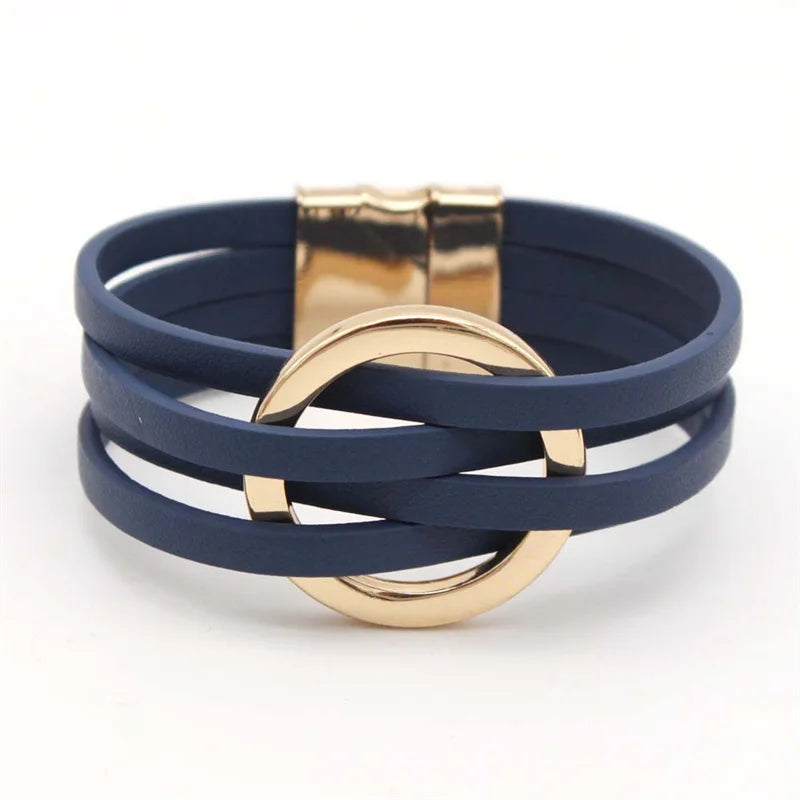 Leather Bracelets For Women 2026 Fashion Bracelets & Bangles Elegant Multilayer Wide Wrap Bracelet Female Jewelry Gift