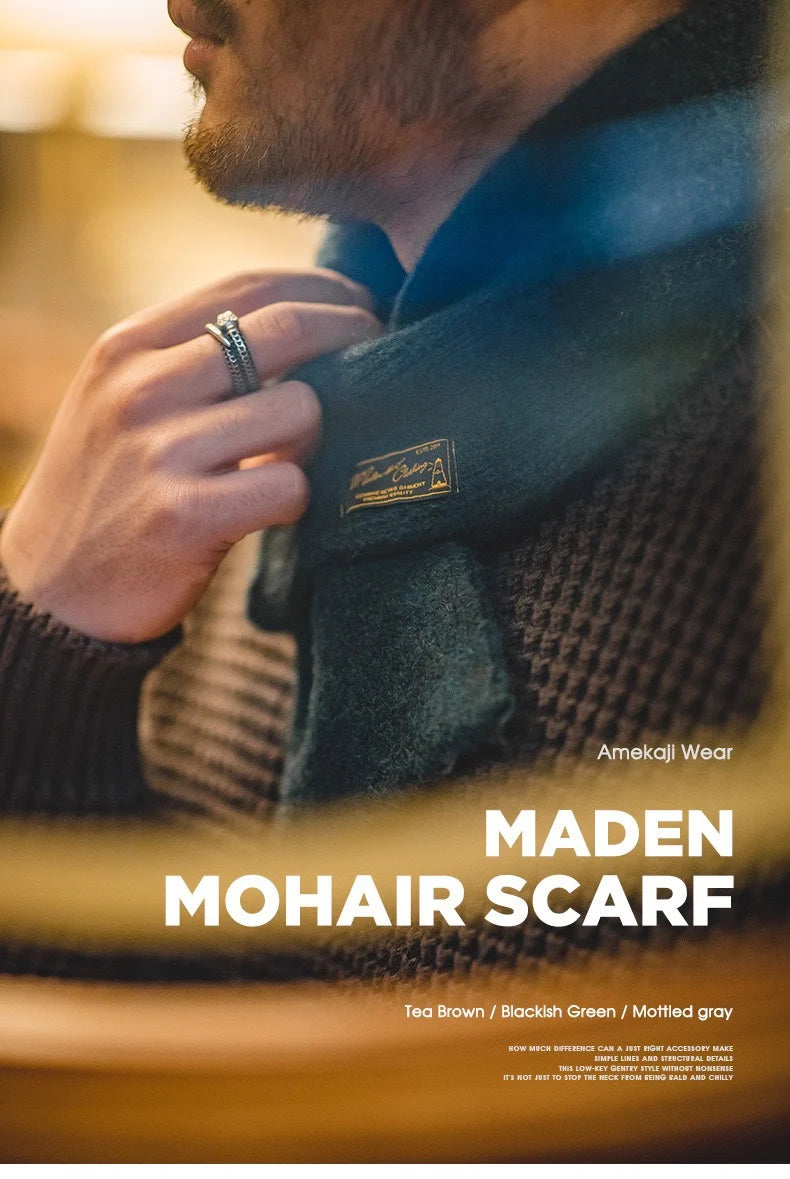 Maden Workwear Japanese Sle Retro Knitted Scarf Windproof Warm Woolen Men's Women's  Color Ne Warmer Autumn Winter