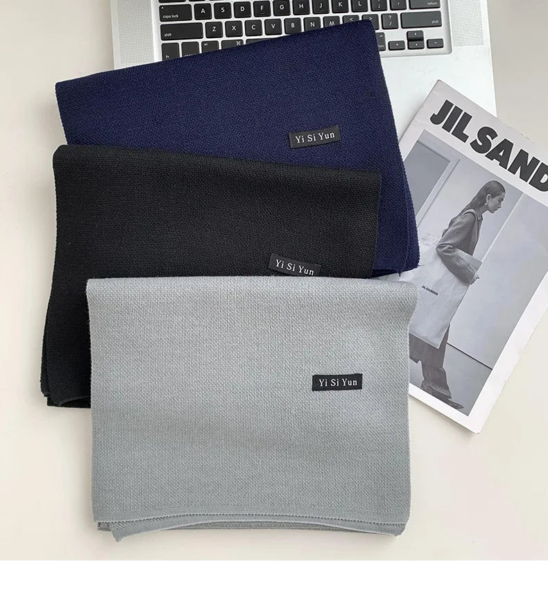 Men's scarf new winter pure black middle-aged and elderly versatile men's scarf youth British style scarf shawl