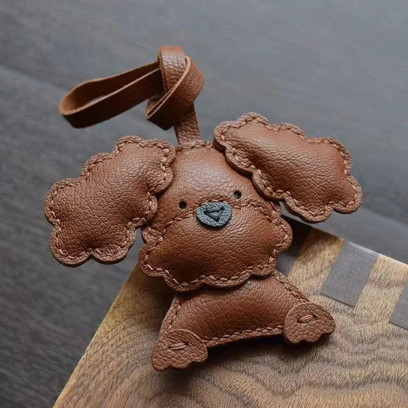 Luxury Design Genuine Leather Handmade Pendant Bag Accessories Cute Car Hangings Keychain Bag Charms Cute Animal Bag Decorations