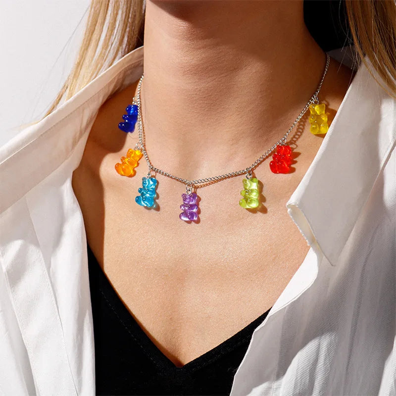 Necklace For Women Cute Girls Animal Sweet Heart Butterfly Fashion Party Rap Gummy Bears Blade