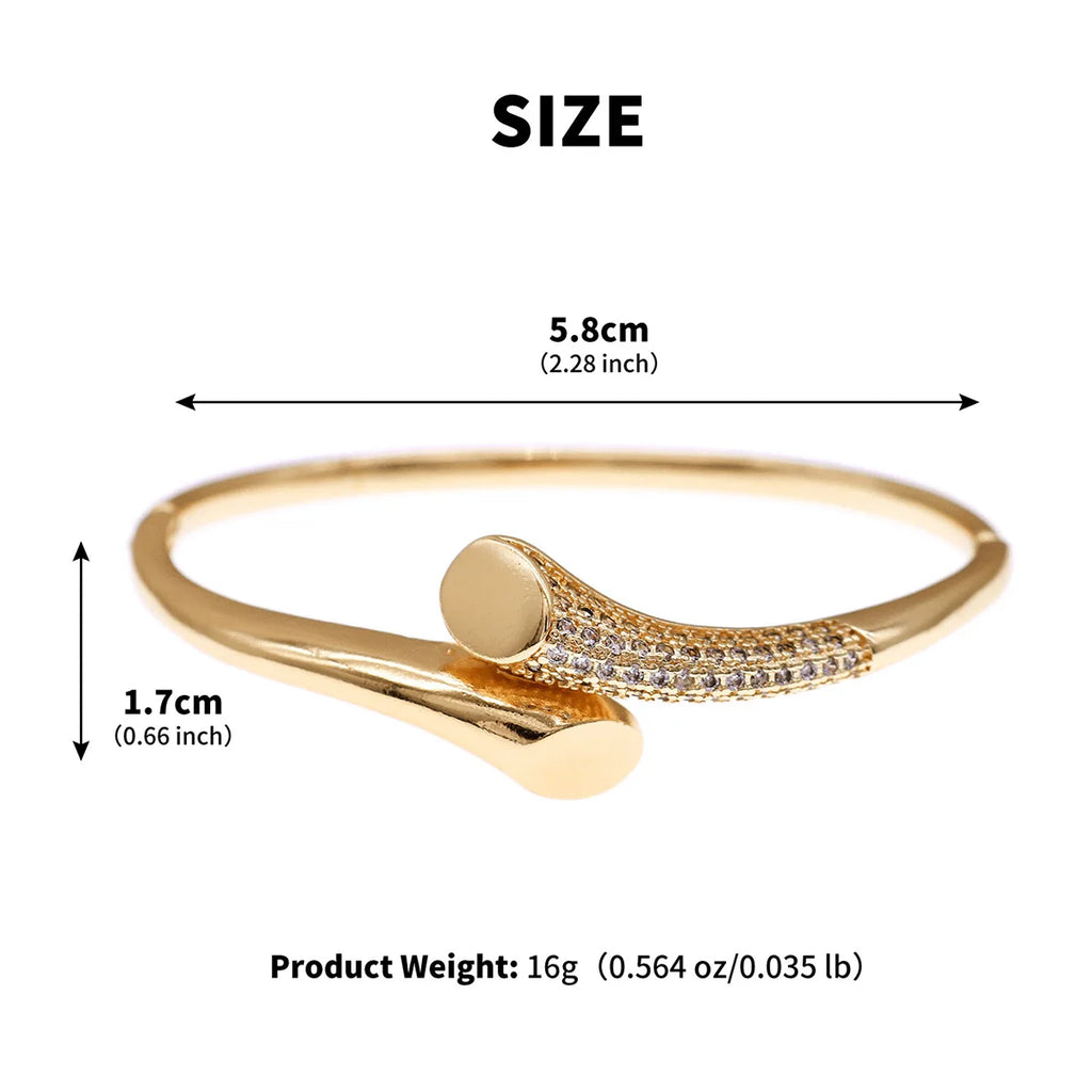 Simple Studded Bracelet for Women Classic Copper and Zirconium Opening Bangle Daily Jewelry Bracelet Accessories As Gifts