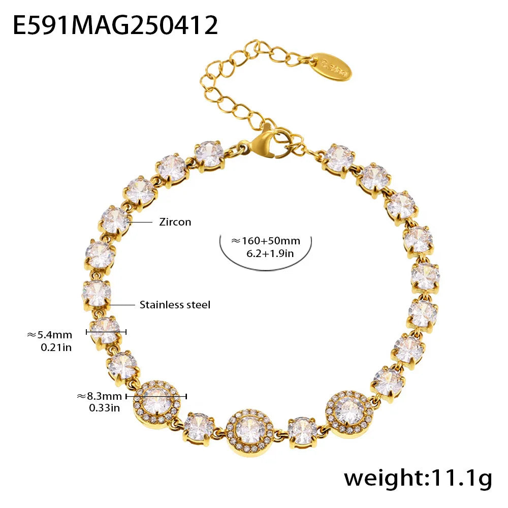 Women's Bracelet with Simple Design Inlaid with Zircon Stainless Steel Fashionable and Versatile Jewelry Accessories