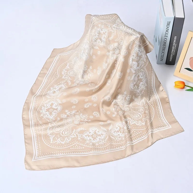 Women Scarf 70cm Black Hip Hop Bandana Kerchief Paisley Printed Hijab Headwear Wrist Hairwrap Square Scarves Print Handkerchief