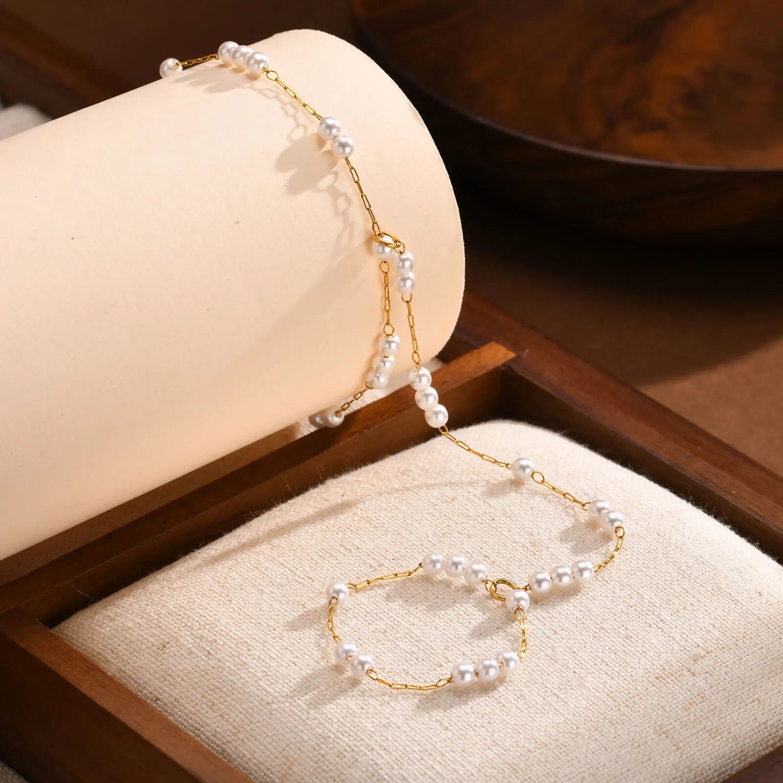 Exquisite Vintage Wrist Bracelet for Women Finger Ring Chain Charms Beads Bracelet Chain Lady Trendy Aesthetic Jewelry Set