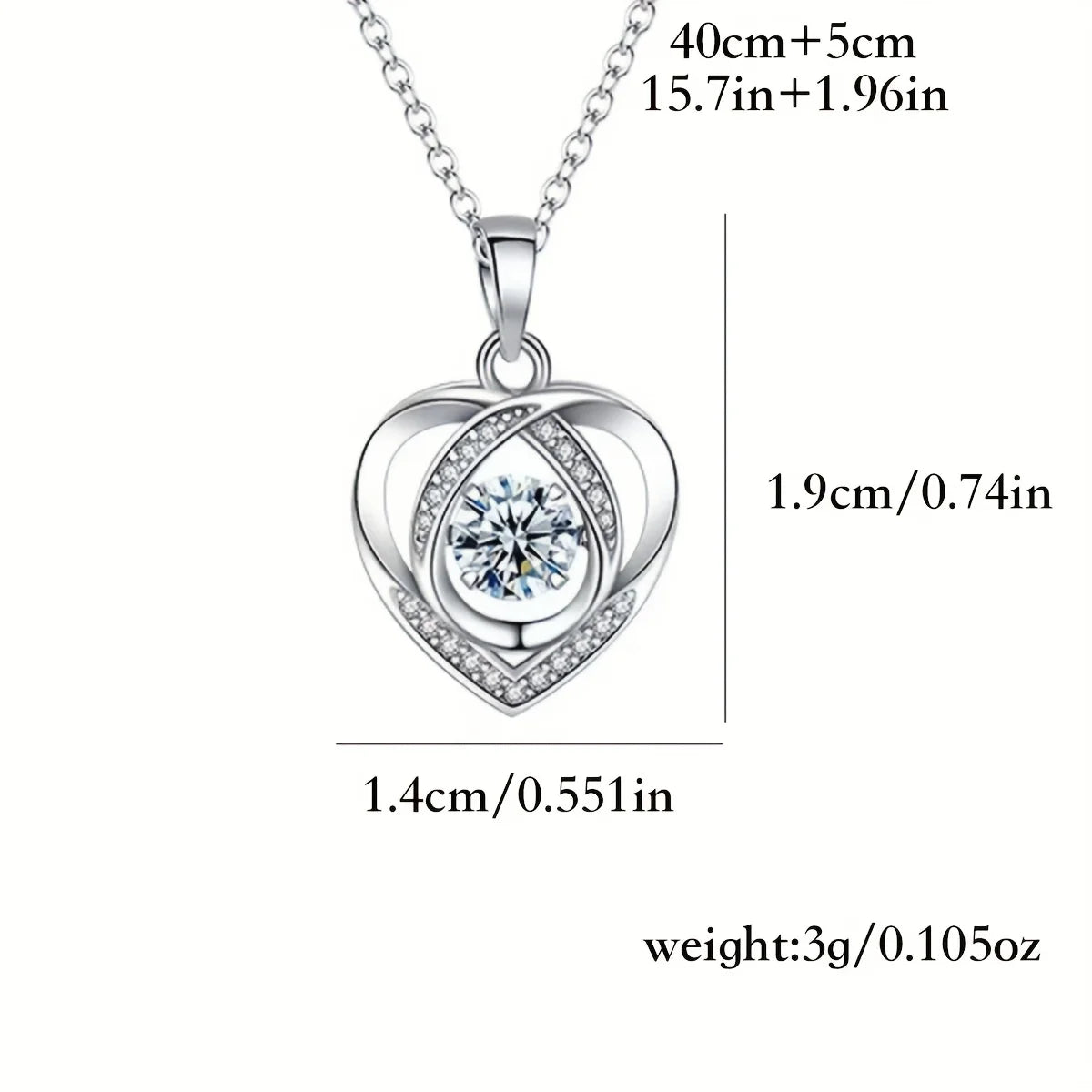 Women's Double Heart Necklace in Rose Gift Box - Elegant I Love You Jewelry Gift Suitable for Mother, Wife, Girlfriend 