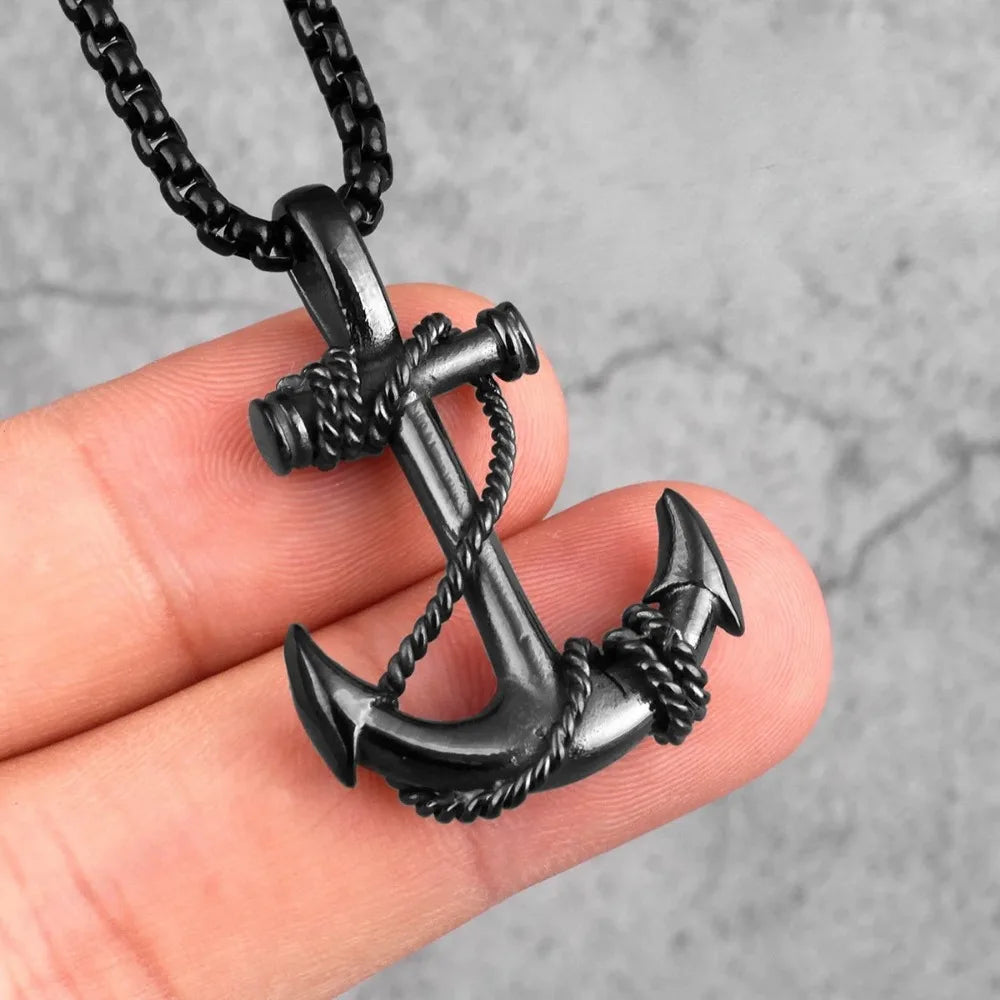 New Personalized Creative Trend Sea Anchor Sailor Men's Necklace Pendant Punk Rock Hip Hop Unique Boys Fashion Party JewelryGift