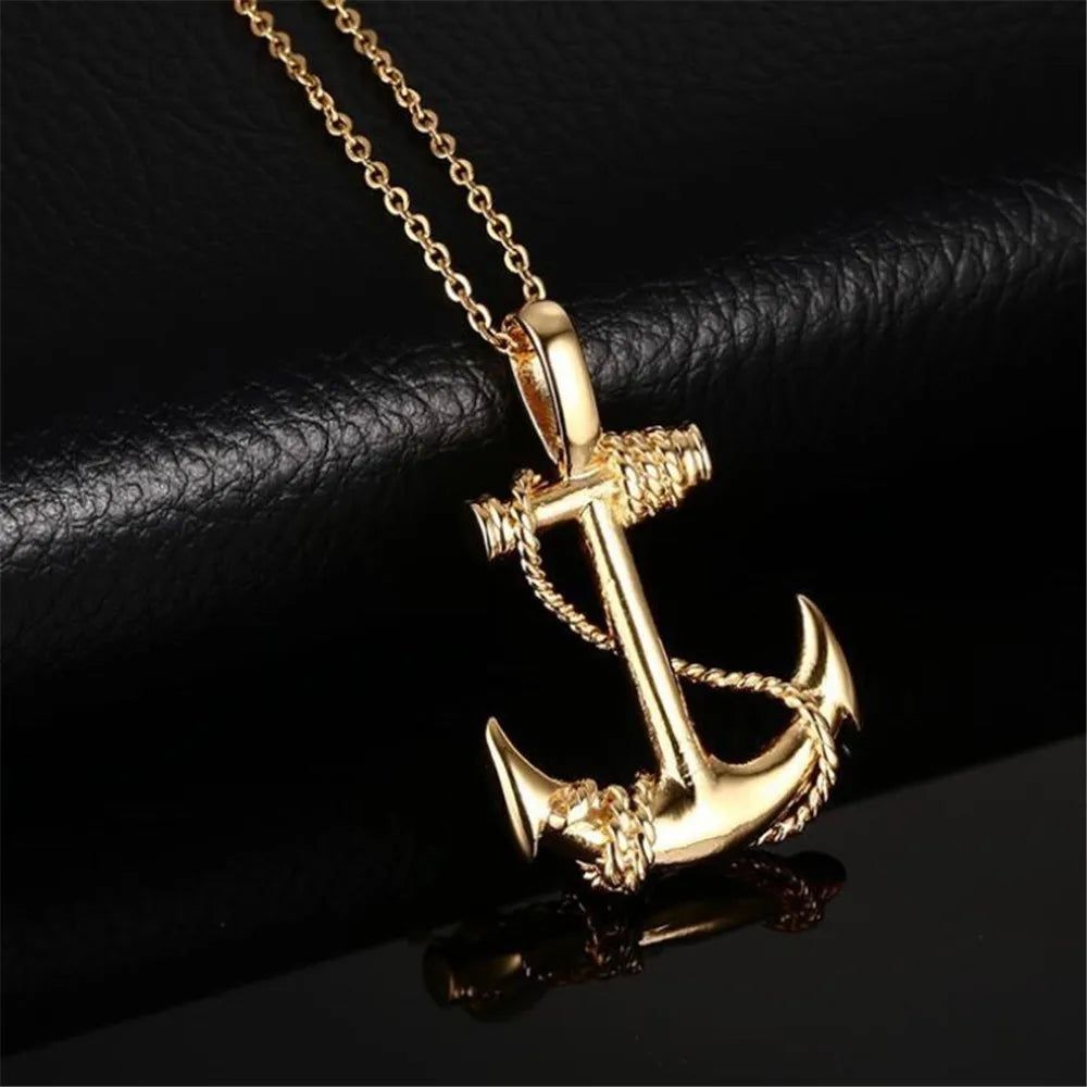 Punk Hip-hop Simple Creative Trend Retro Popular Pirate Anchor Men's Necklace Goth Niche Party Pendant Banquet Accessories