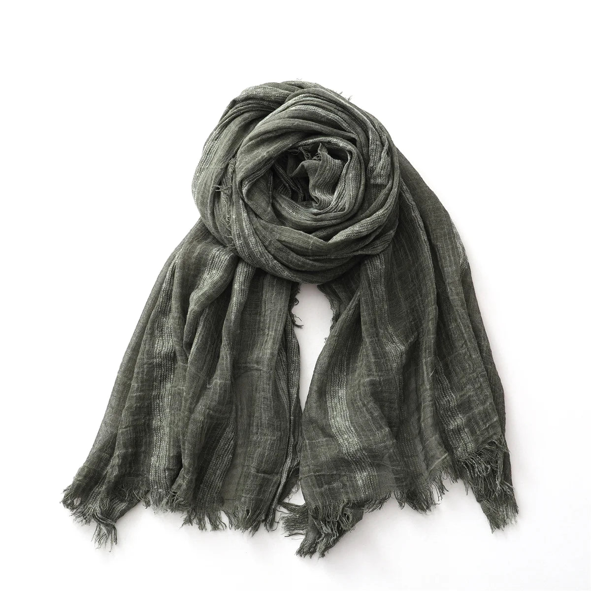 Cotton Linen Striped Scarf for Men Women Soft Warm Neckerchief Short Tassel Scarves Male Accessories Bufandas Shawls