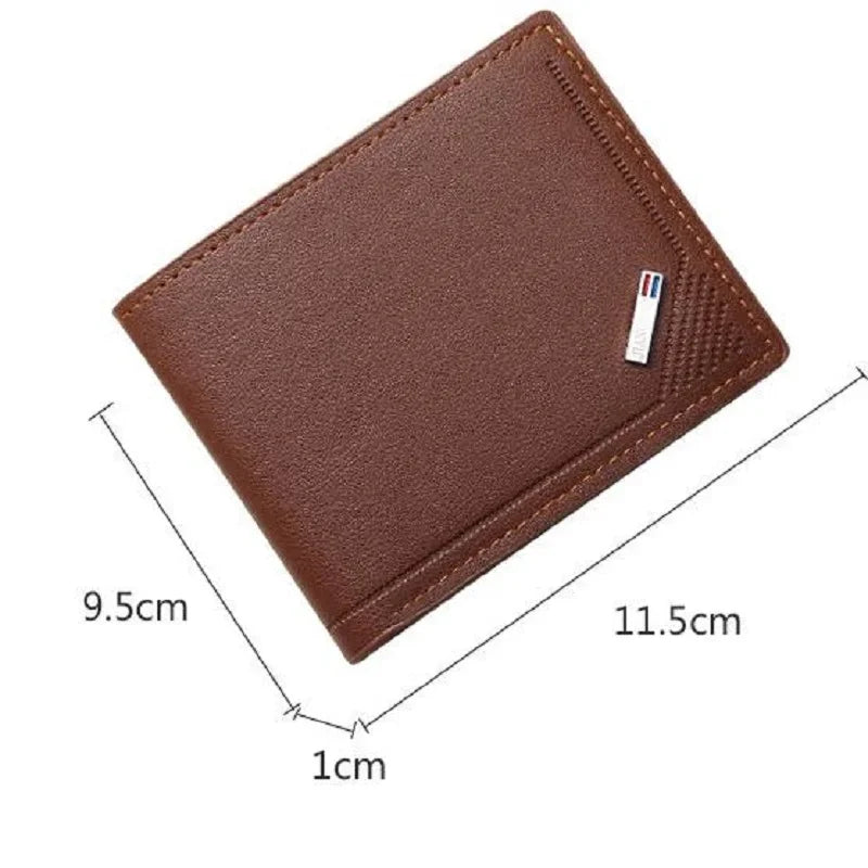 Men's Short Leather Slim Wallets Business Man Money Clip Credit Card Holder Purse Thin Minimalist Bifold Wallet