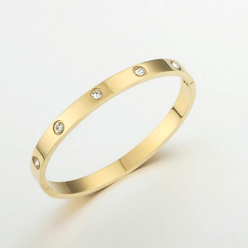 Men's Fashion Sparkling Bangle Bracelet Gold Love Bracelet Light Luxury Ins Hand Jewelry Gift for Women Men