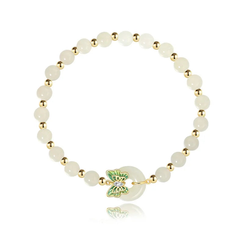 Women's Handmade Bracelet Round Beads With S925 Silver Gold-Plated Enamel - Multiple Styles Straight For Birthday Gift