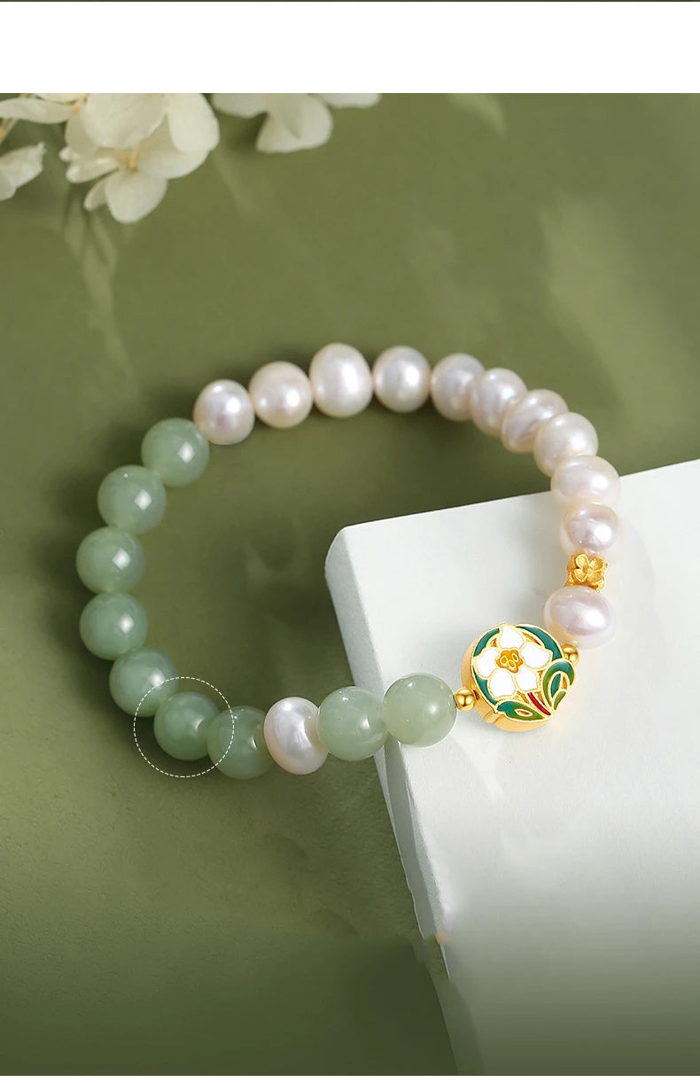 Women's Handmade Bracelet Round Beads With S925 Silver Gold-Plated Enamel - Multiple Styles Straight For Birthday Gift