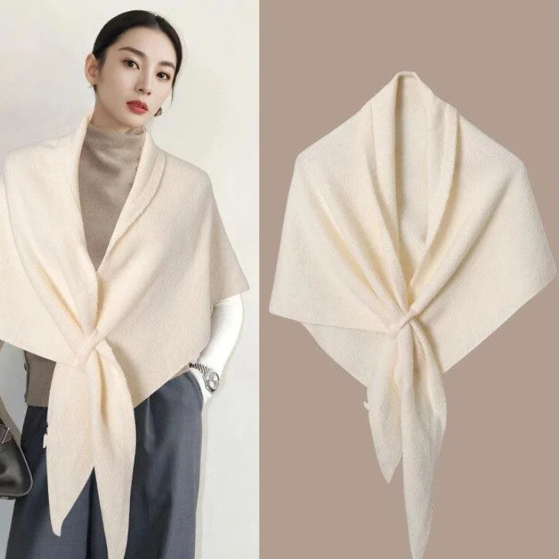 Winter Women Shawl Wraps Cardigan Cape Wool Blend Triangle Shawl Scarf Thickened With Knitted Warm Shoulder