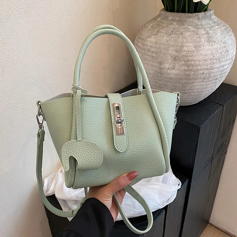 Fashion Design Women Bucket Bag Brand Trendy Basket Bag Versatile Simple Solid Color Texture Women's Bag Shoulder Crossbody Bag