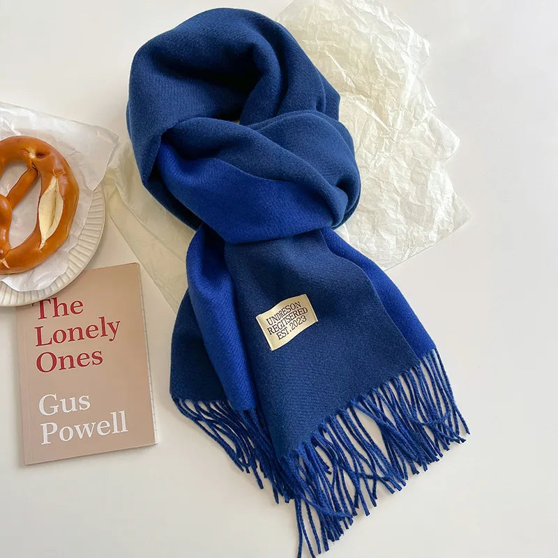 Scarf for women in winter 2024 new versatile double-sided double-color shawl dual-purpose pink cashmere Korean version high-end