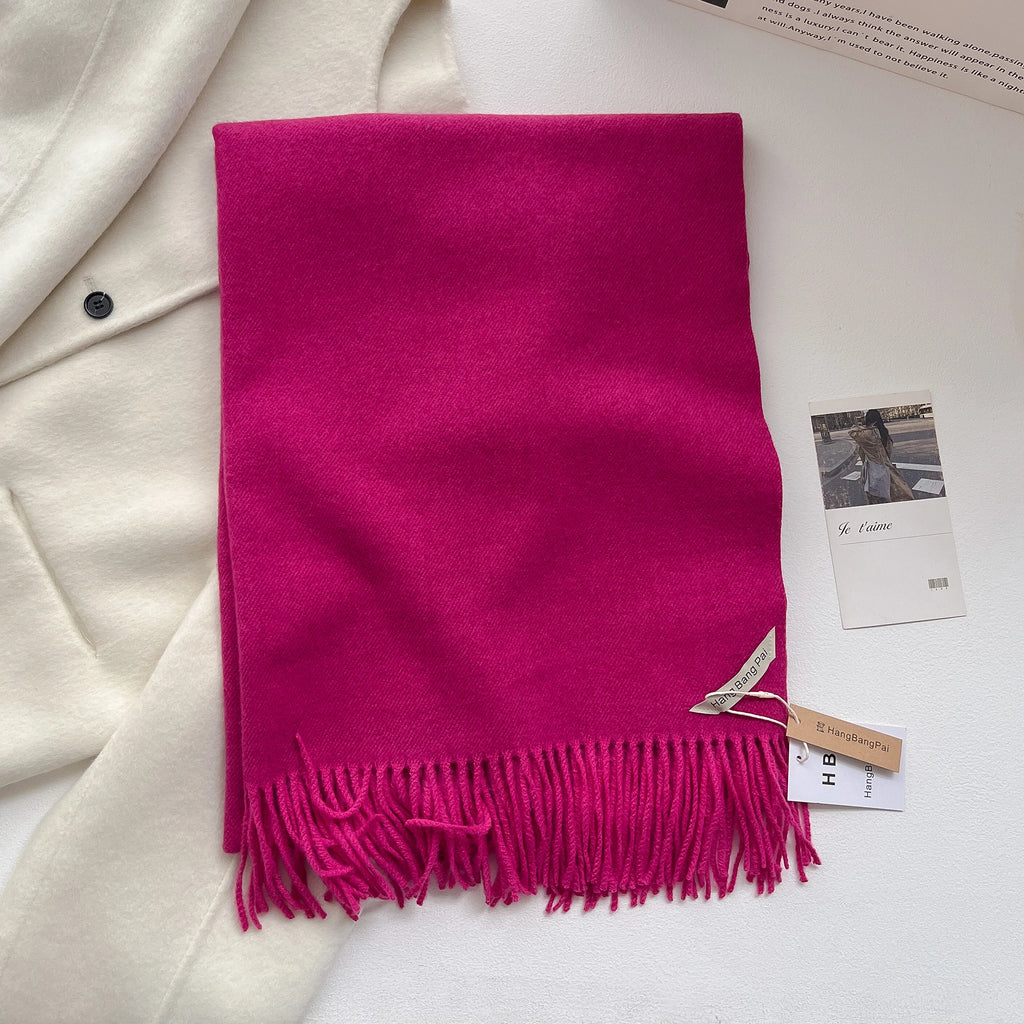 2025 New Winter Wool Scarf For Women Long Warm Cashmere Scarves Hijab Solid Lady Shawl Wrap Female Pashmina Bandana Head Scarfs
