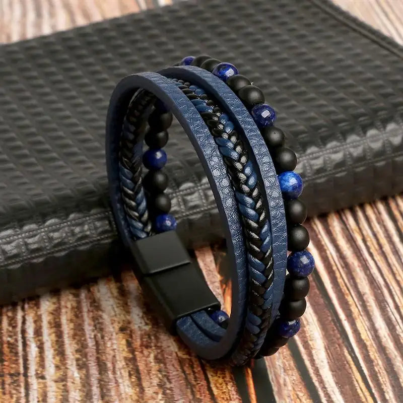 Classic Hand-Woven Leather Bracelet 19/21/23cm Multilayer Leather Men Bracelets Punk Bangle for Friend Charm Jewelry Gifts
