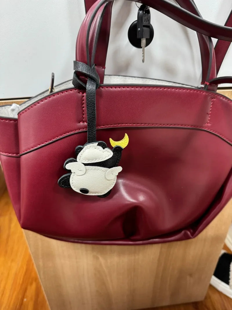 Luxury Design Genuine Leather Handmade Pendant Bag Accessories Cute Car Hangings Keychain Bag Charms Cute Animal Bag Decorations
