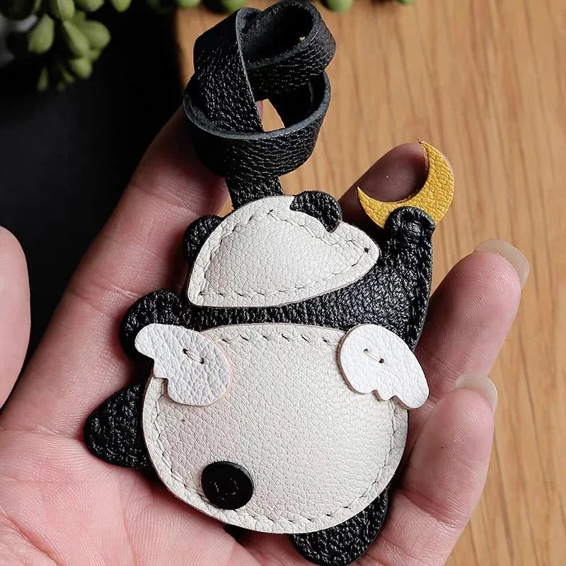 Luxury Design Genuine Leather Handmade Pendant Bag Accessories Cute Car Hangings Keychain Bag Charms Cute Animal Bag Decorations