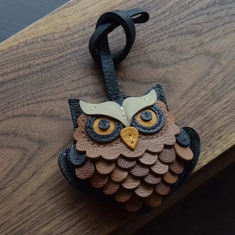 Luxury Design Genuine Leather Handmade Pendant Bag Accessories Cute Car Hangings Keychain Bag Charms Cute Animal Bag Decorations