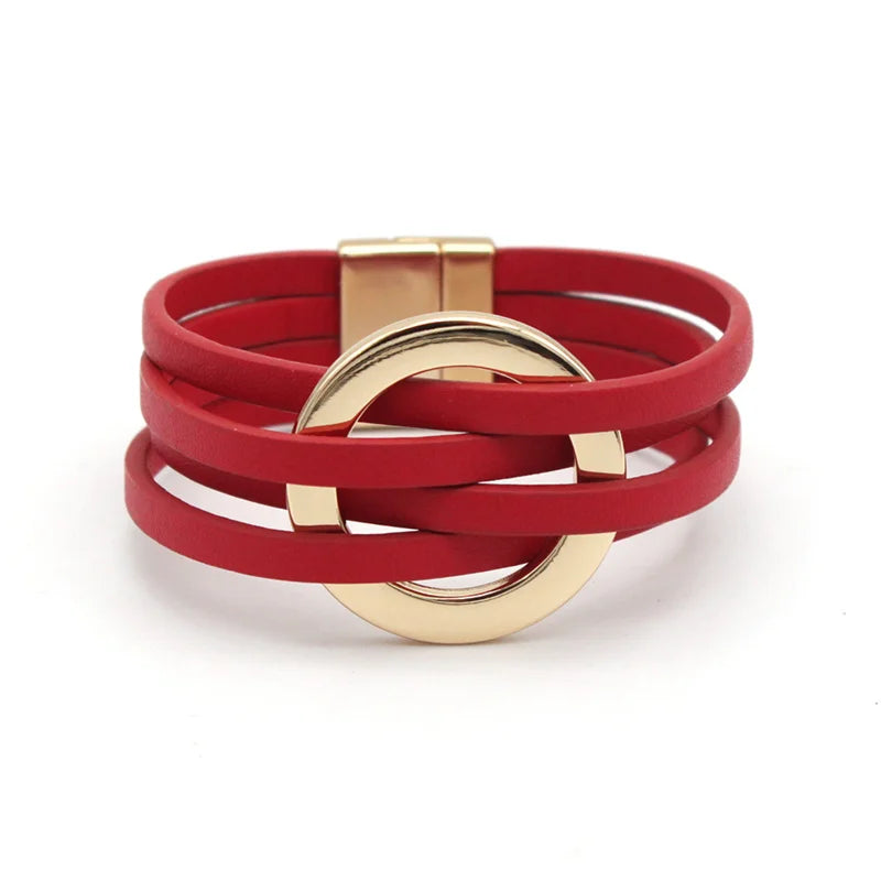 Leather Bracelets For Women 2026 Fashion Bracelets & Bangles Elegant Multilayer Wide Wrap Bracelet Female Jewelry Gift