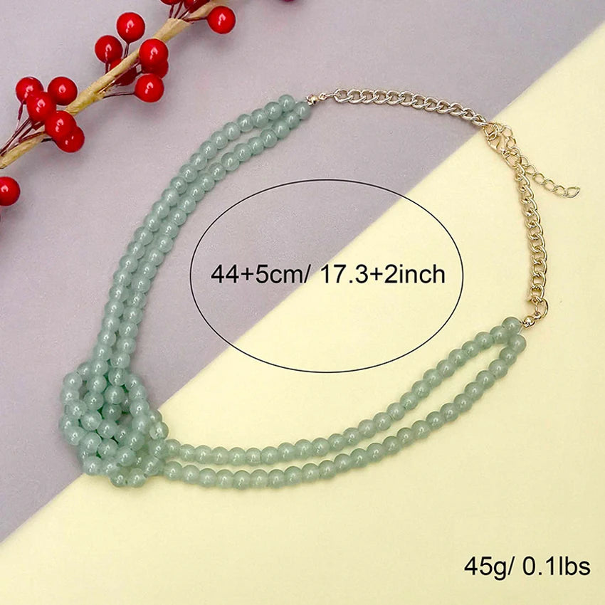 Women's 2 Strand Glass Beaded Knotted Pendant Necklace for Women Everyday Wear Statement Fashion Jewelry Gifts Free Shipping