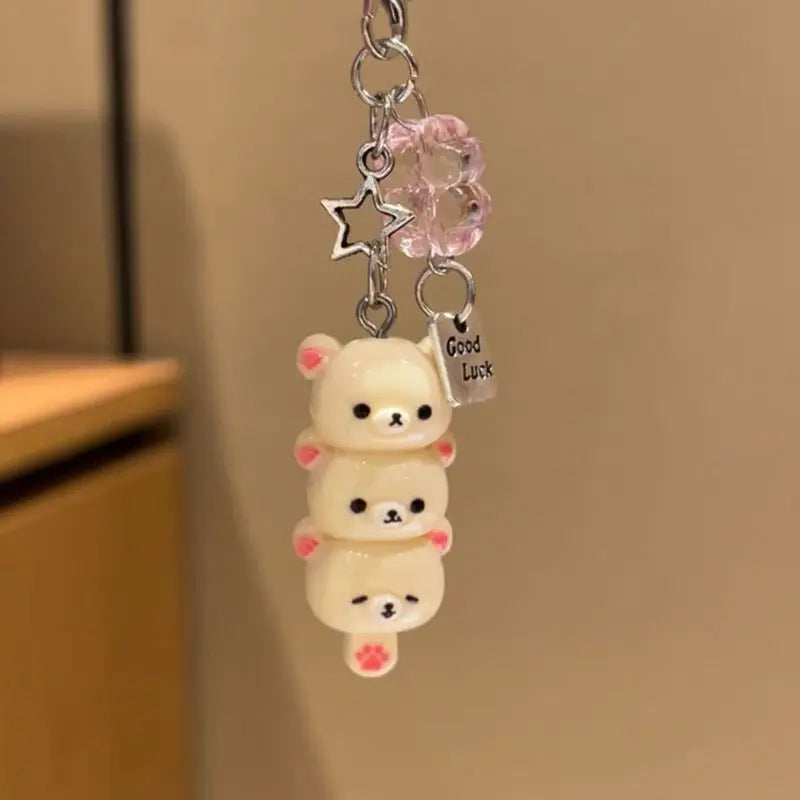 Cute Rilakkuma Keychain Cartoon Bear Brother Sister Mobile Phone Chain Couple Best Friend Accessory Pendant Sugar Coated Haws