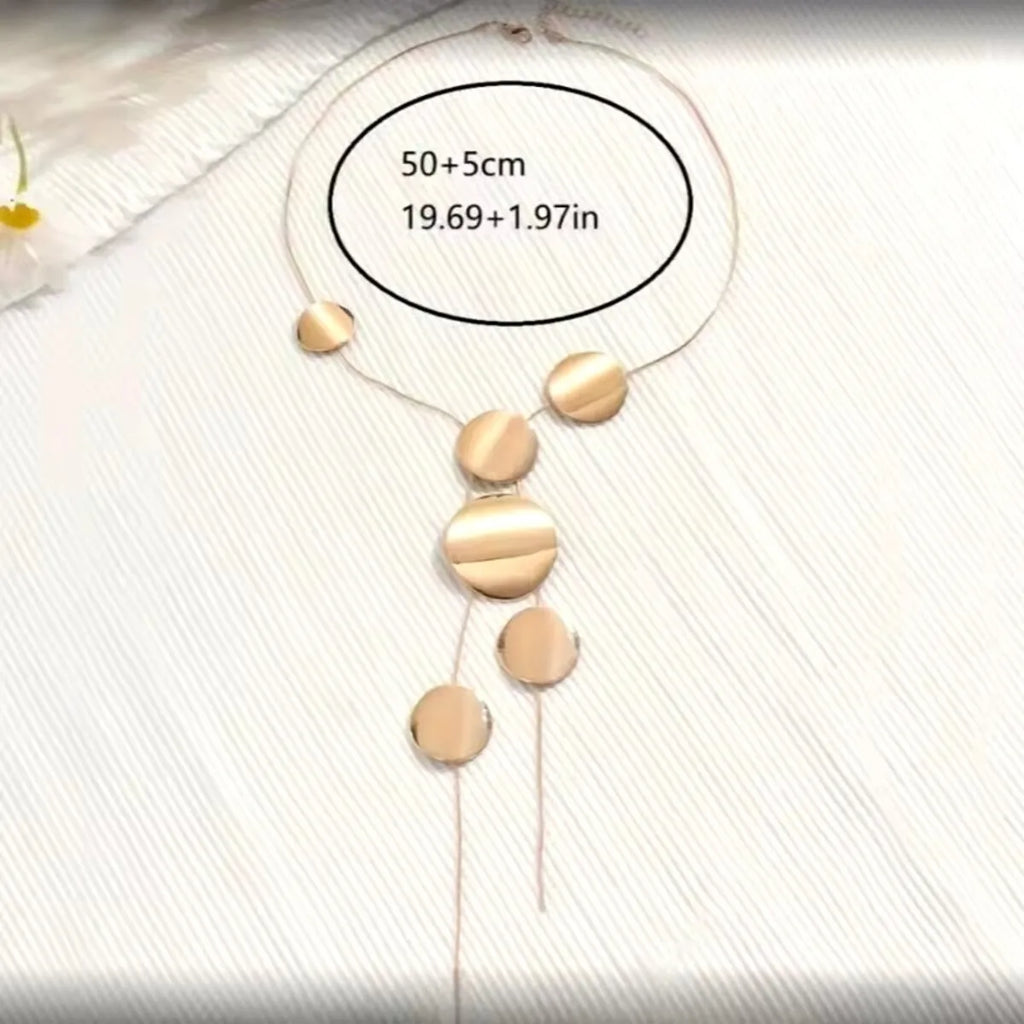 Long Necklace for Women Fashion Temperament Large Round Piece Personality Simple Collarbone Chain