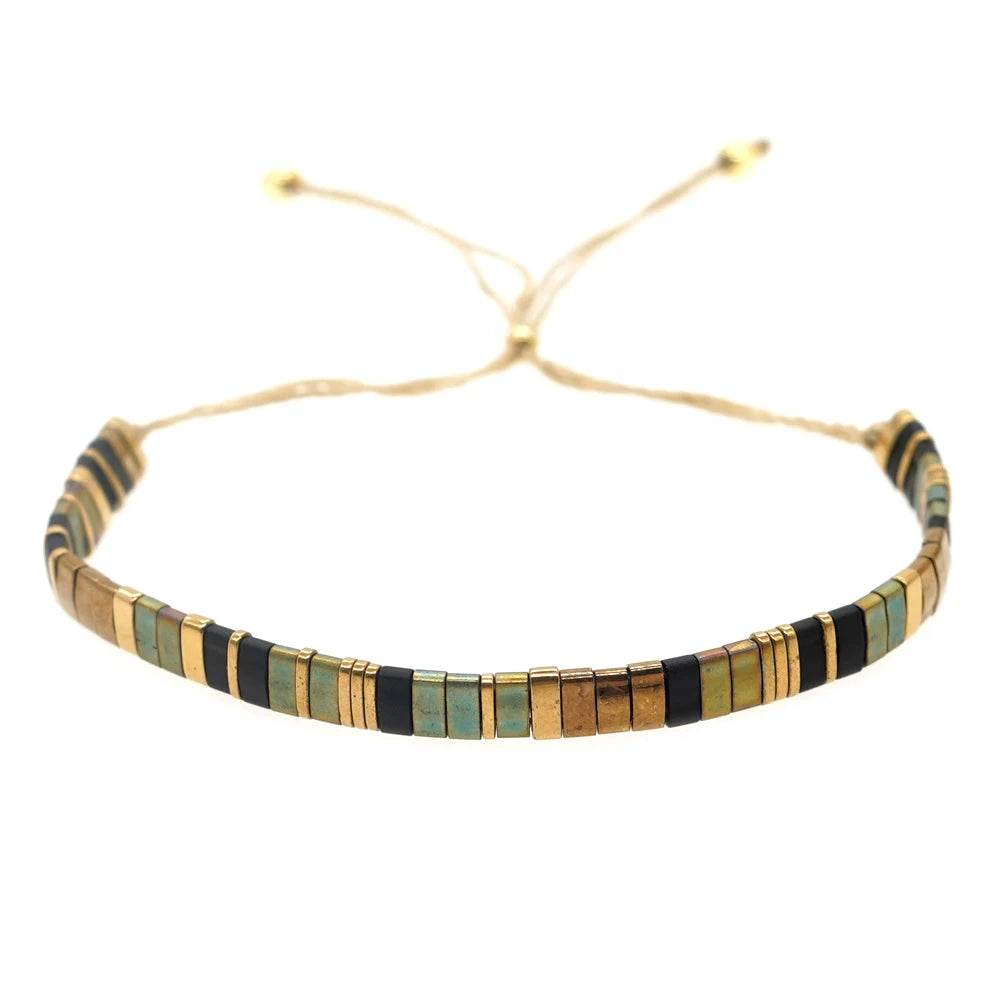 Beaded Bracelet Boho Style Handmade Woven Adjustable Thread for Women Yoga Jewelry Ladies Accessories Birthday Gifts Party New