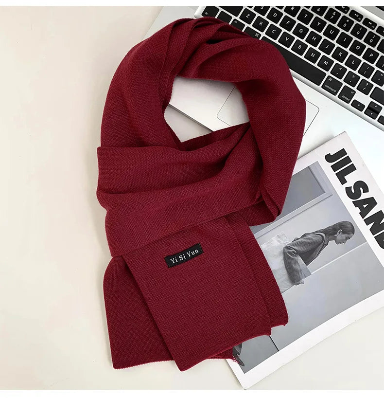 Men's scarf new winter pure black middle-aged and elderly versatile men's scarf youth British style scarf shawl
