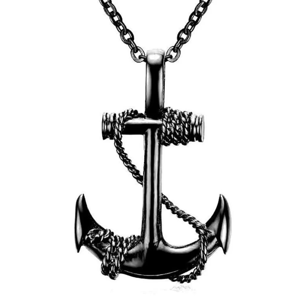Punk Hip-hop Simple Creative Trend Retro Popular Pirate Anchor Men's Necklace Goth Niche Party Pendant Banquet Accessories