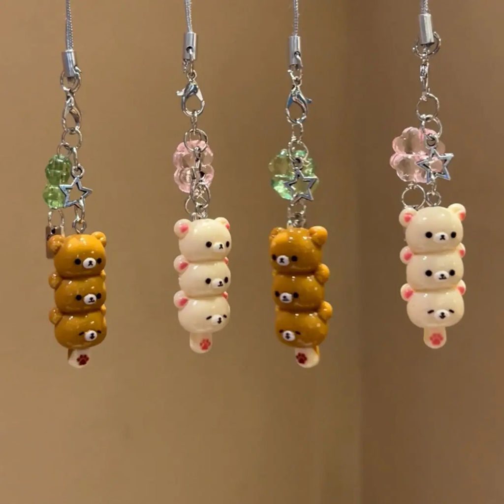 Cute Rilakkuma Keychain Cartoon Bear Brother Sister Mobile Phone Chain Couple Best Friend Accessory Pendant Sugar Coated Haws