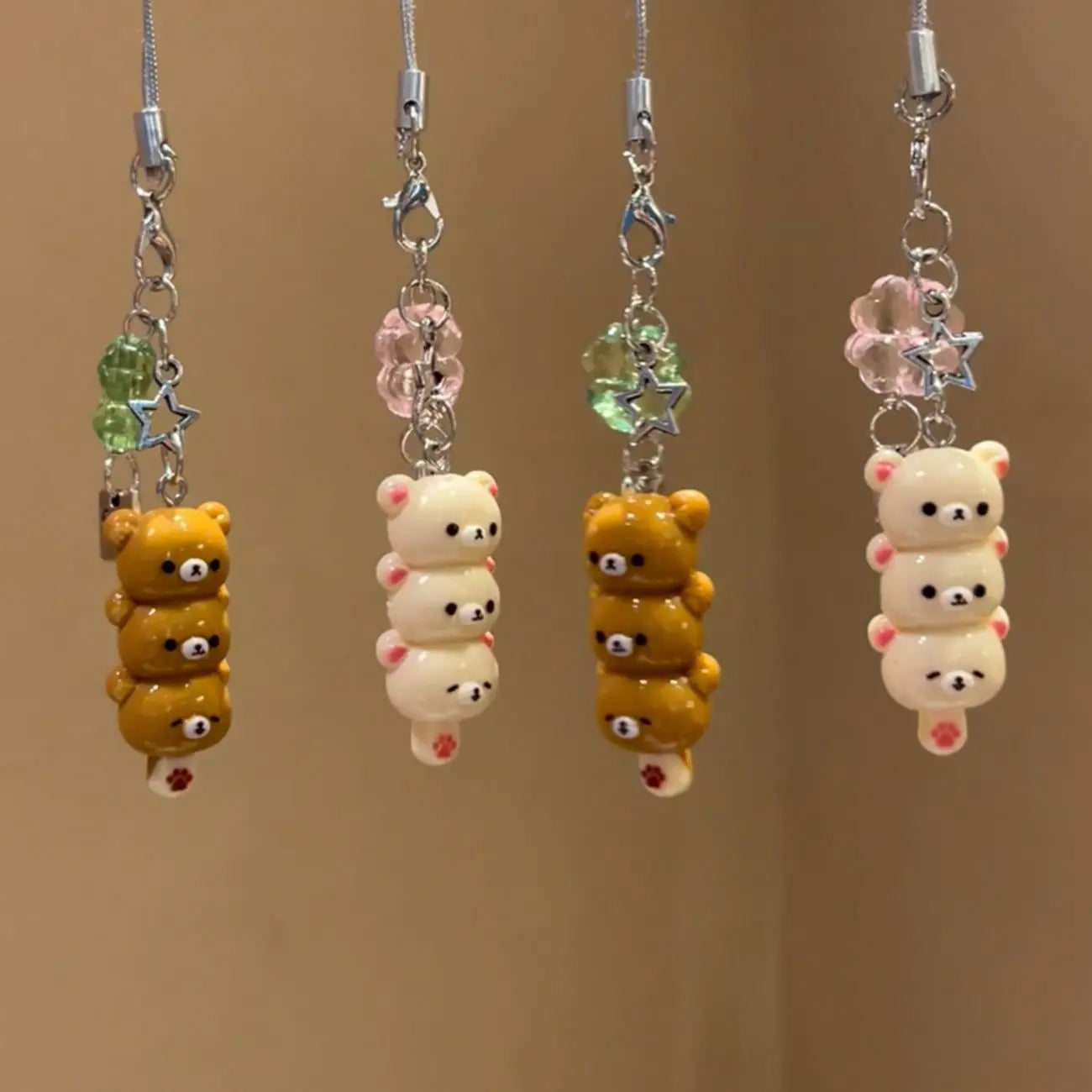Cute Rilakkuma Keychain Cartoon Bear Brother Sister Mobile Phone Chain Couple Best Friend Accessory Pendant Sugar Coated Haws
