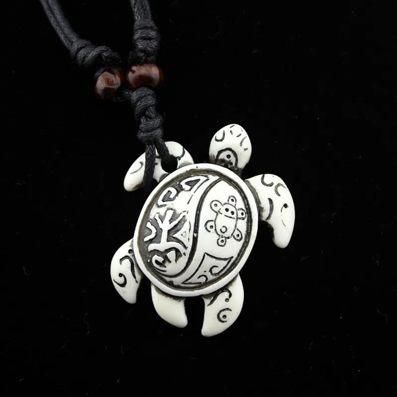 Turtle Necklace for Women Men Yak Bone Tortoise Hawaii Tribal Surfer Necklace Sea Turtles Pendants Necklaces