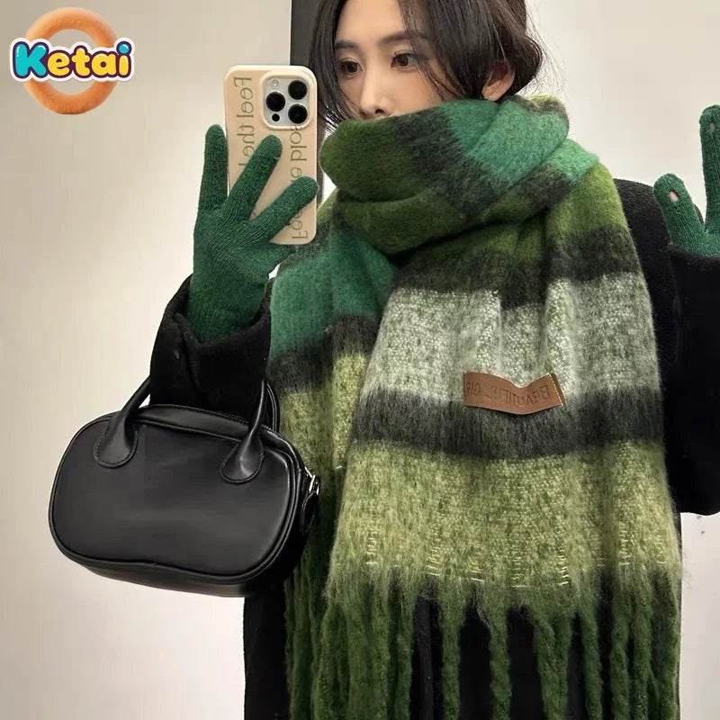 Elegant Scarf for Women in Winter, Solid Color, Versatile, Student High End, Thickened Warm Scarf, Fashionable Women's Scarf