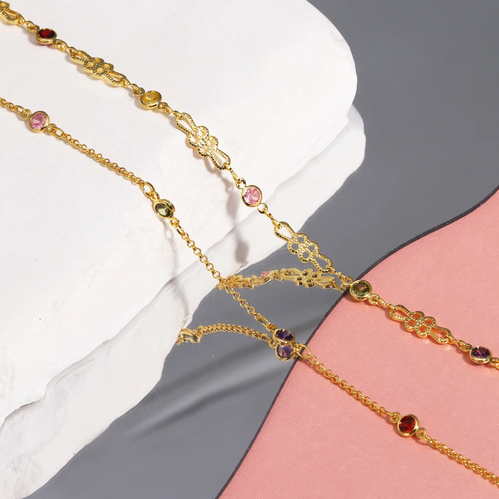 Elegant Zirconia Necklace 18K Gold for Women Colorful Zircon necklace Jewelry Fashionable Accessory for Ladies Golde necklace