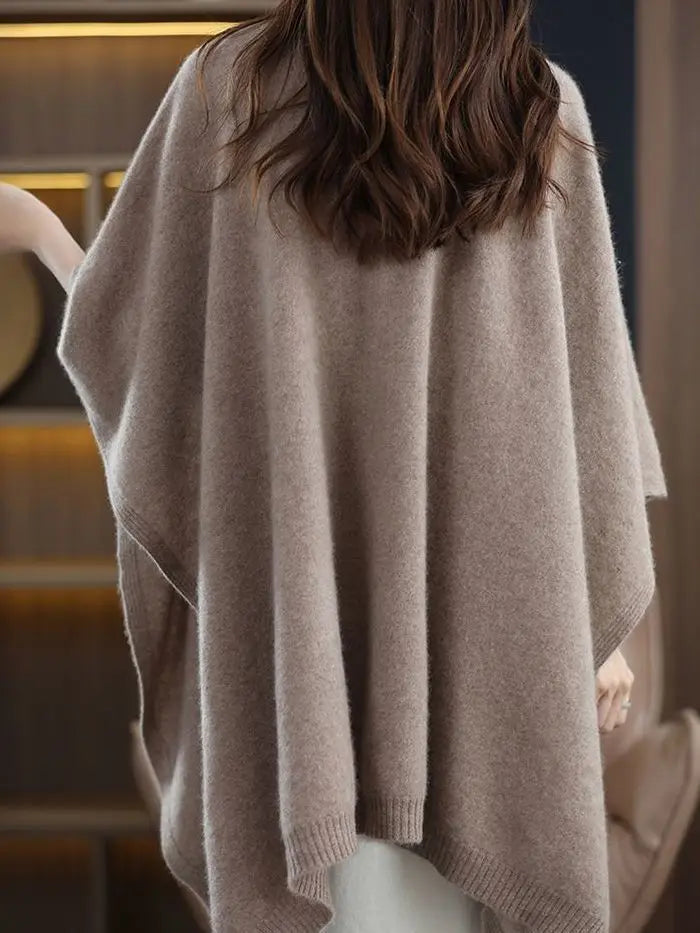 Shawl Cape Sweater Cardigan Women's 2024 Spring and Autumn New Style Outerwear Loose Knit Sweater Jacket Medium Long Style