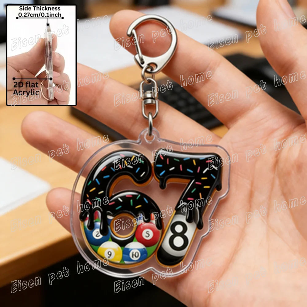 Funyy 67 Six Seven Keychain Accessories Bag 6 7 Meme Basketball Baseball Billiards 8 Keyrings Key Jewelry Gifts for BoyFriends