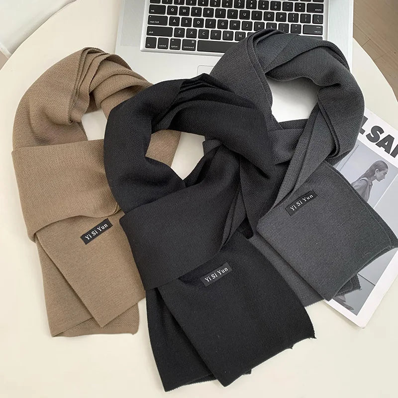 Men's scarf new winter pure black middle-aged and elderly versatile men's scarf youth British style scarf shawl