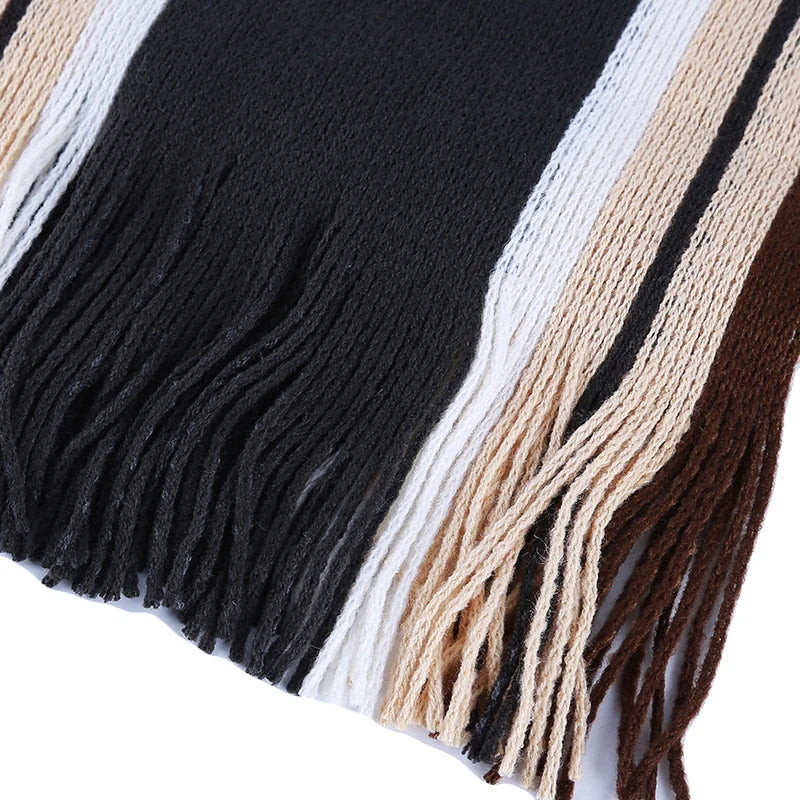 Men's Scarf Winter Comfortable Soft Warm Wool Windbreak Cold-proof Youth Fashion Casual Stripe Male Knitted Scarf