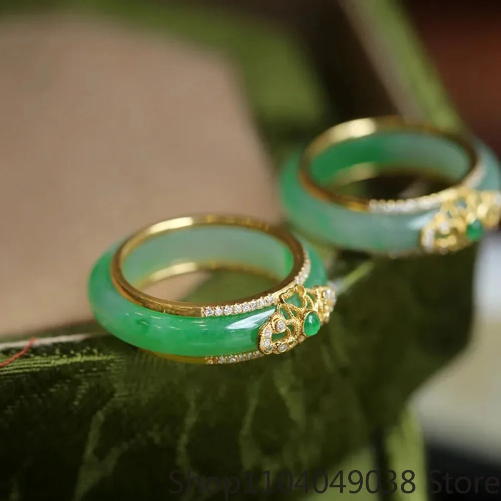 Jade Rings for Women Vintage Charms Charm Jewelry Fashion Gift Chinese Green Natural Gifts 925 Silver Stone Accessories Amulet