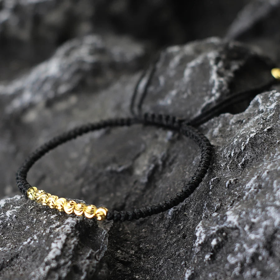 Classic Handmade Beaded Bracelet for Men Women Exquisite Small Gold Beads Adjusted Good Luck Red String Braslet Couple Gifts