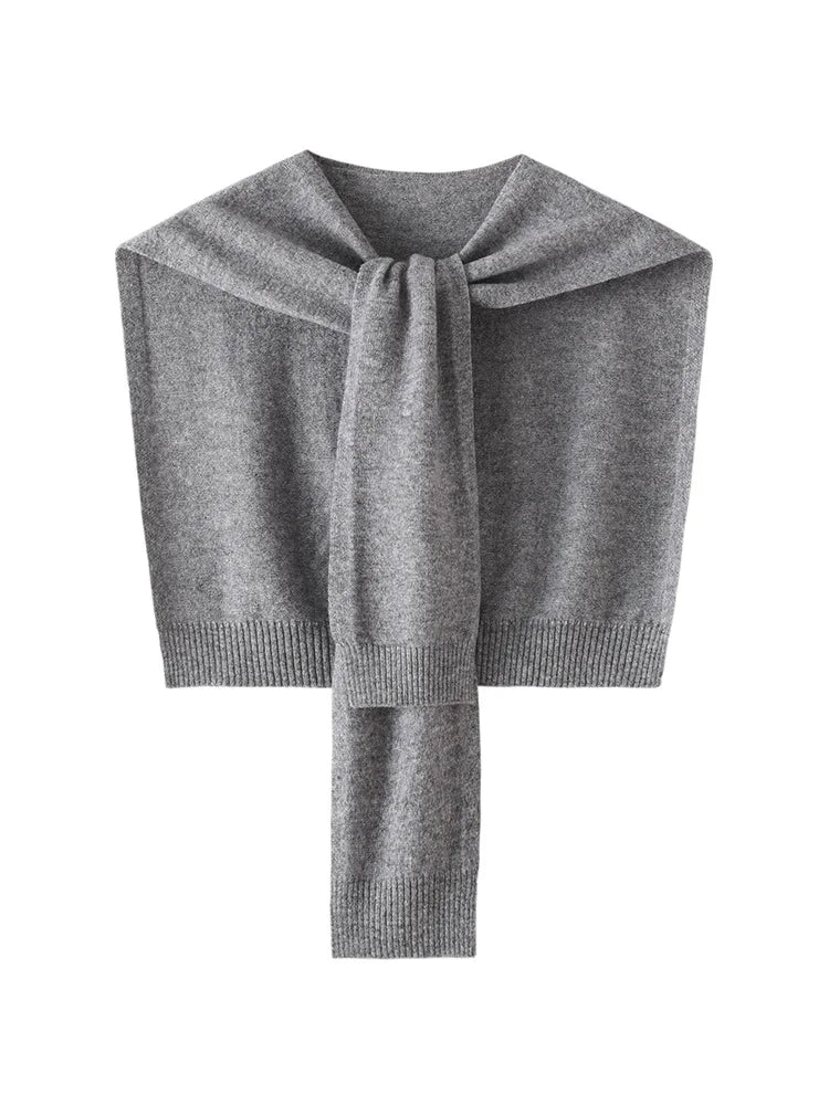 ADDONEE 100% Merino Wool Knitted Shawl For Women Autumn Winter Simple Style Solid Soft Knitwear Korean Popular Cappa Fashion Top