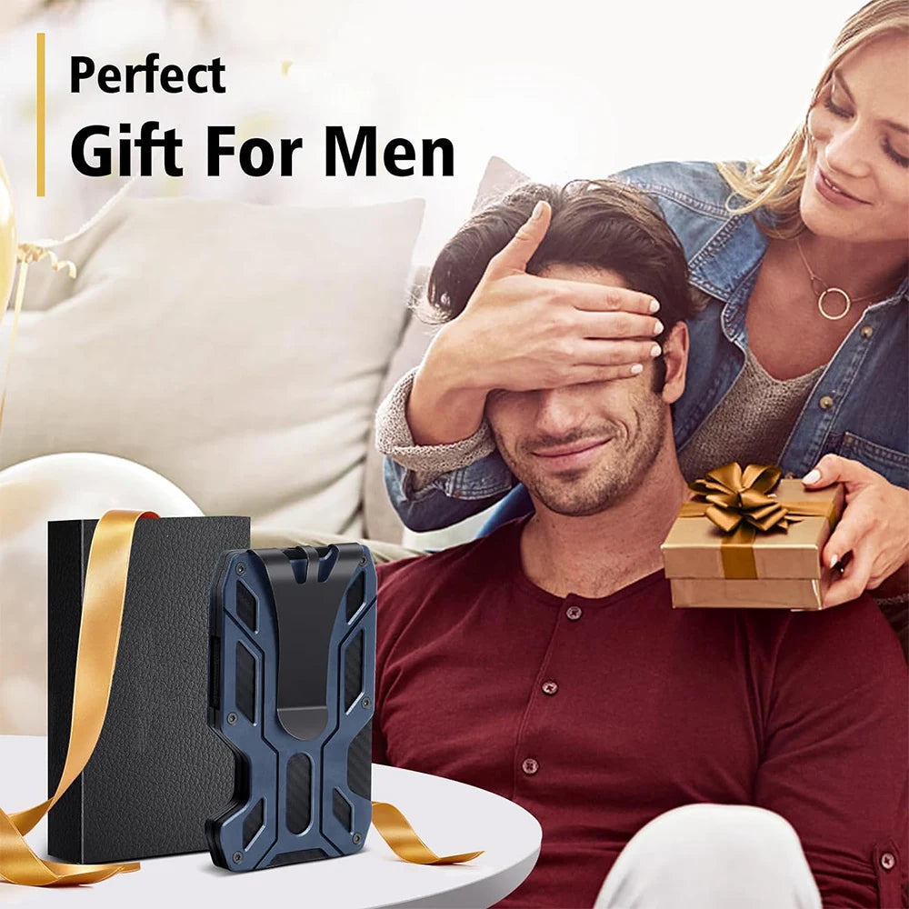 Mens Slim Wallet With Money Clip: Minimalist Anti theft Blocking Credit Card Holder Front Pocket Wallets